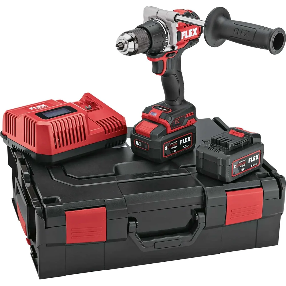 Аккумуляторная двухступенчатая дрель шуруповерт FLEX DD 2G 18.0-EC HD/5.0 Set 531274