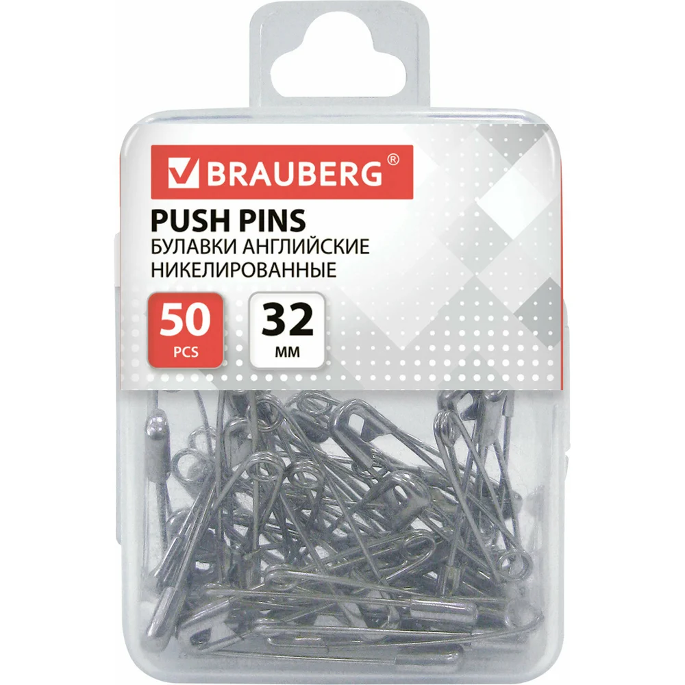 Никелированные английские булавки BRAUBERG 223970