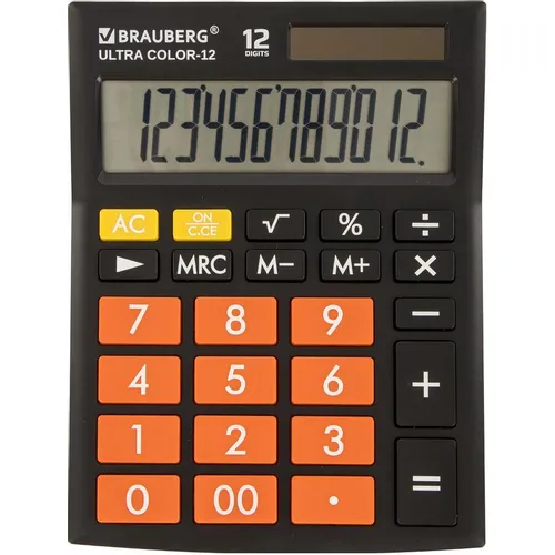 Калькулятор BRAUBERG Ultra, 12-Bkrg, 12-разрядный, черный