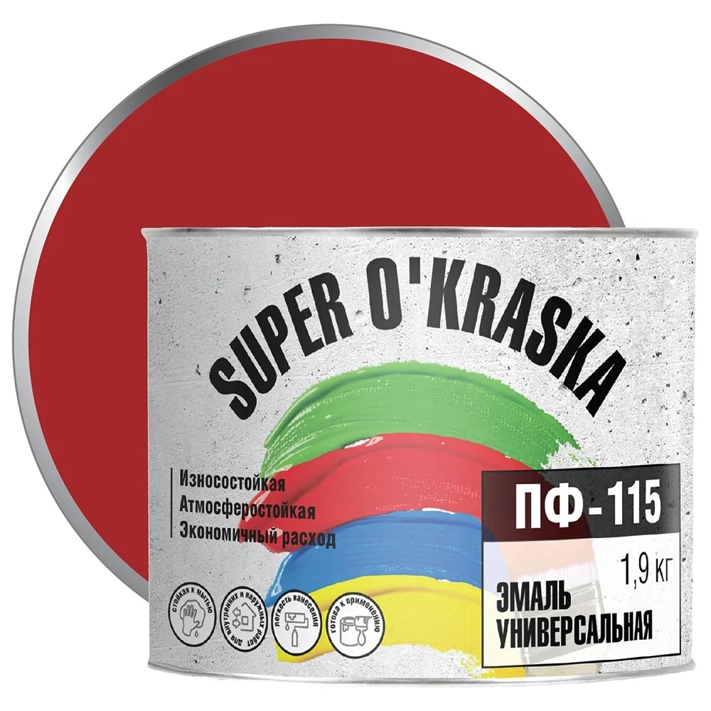 Эмаль super maler Красный 1,9кг Лк-00005655