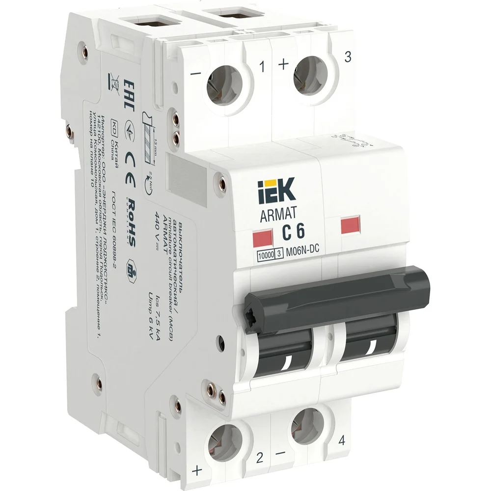 Автоматический выключатель IEK armat m06n-dc AR-M06N-2-C006DC