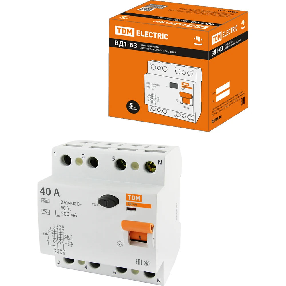 Устройство защитного отключения TDM ELECTRIC ВД1-63 SQ0203-0098